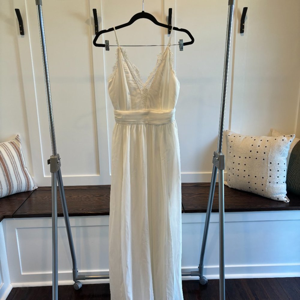 White Lace Slit Maxi Dress - Picture 5 of 8